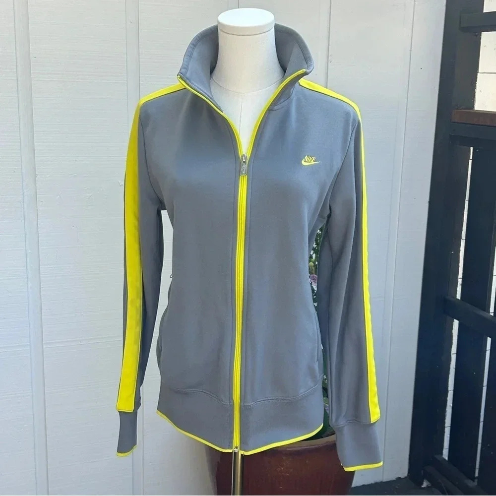Vintage Nike Sportswear N98 Track Jacket - Retro Gray & Neon Yellow Full Zip - L
